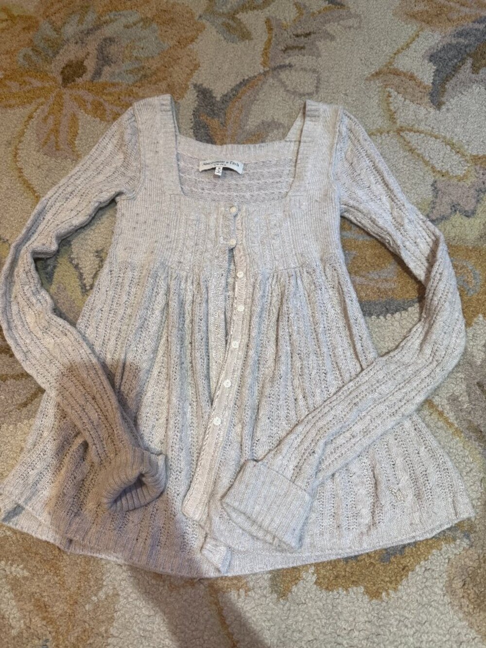 Y2K Abercrombie & Fitch Babydoll Knit Sweater Long Sleeve Cottagecore 2000s